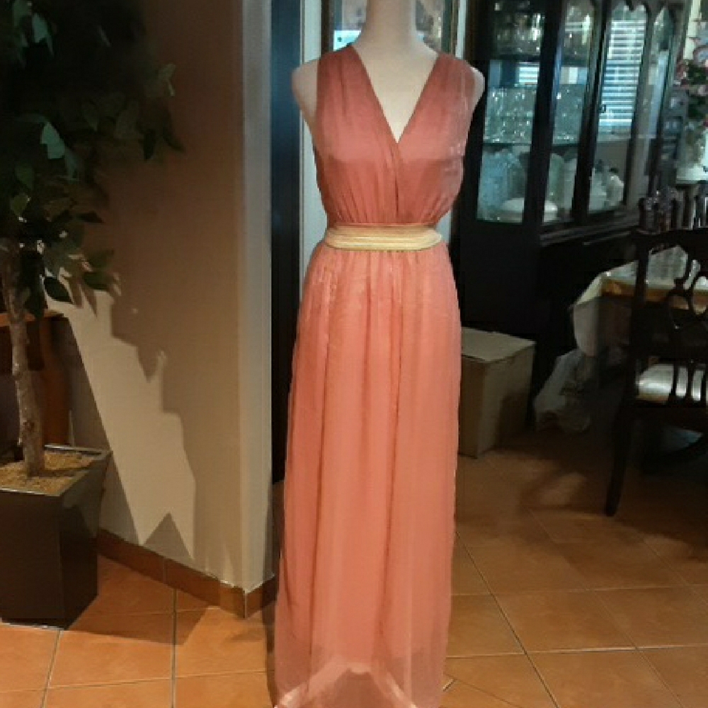 Blush Pink Sleeveless V-Neck Maxi Dress